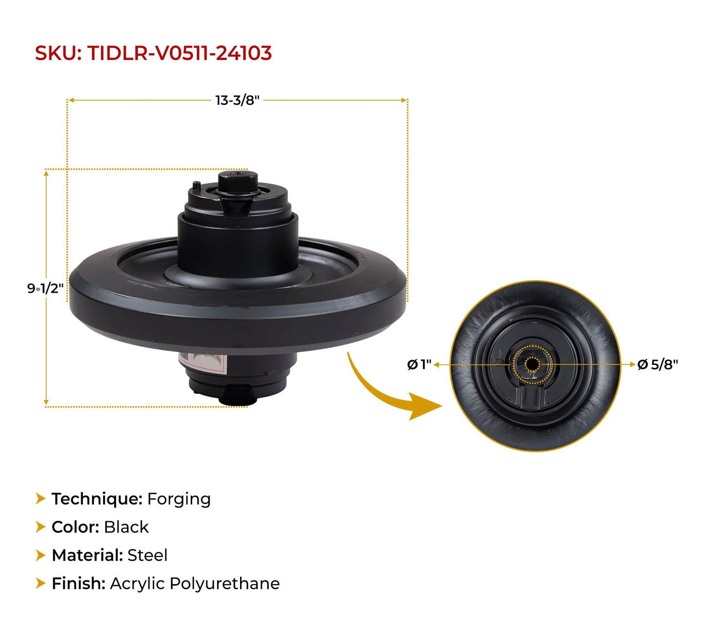Rear Idler Wheel Wheel Compatible w/Kubota Skid Steer Loaders SVL75, SVL75 (C), SVL75-2, SVL90, SVL90 (C) Replaces V0511-24103, V0521-24900, V0511-24100
